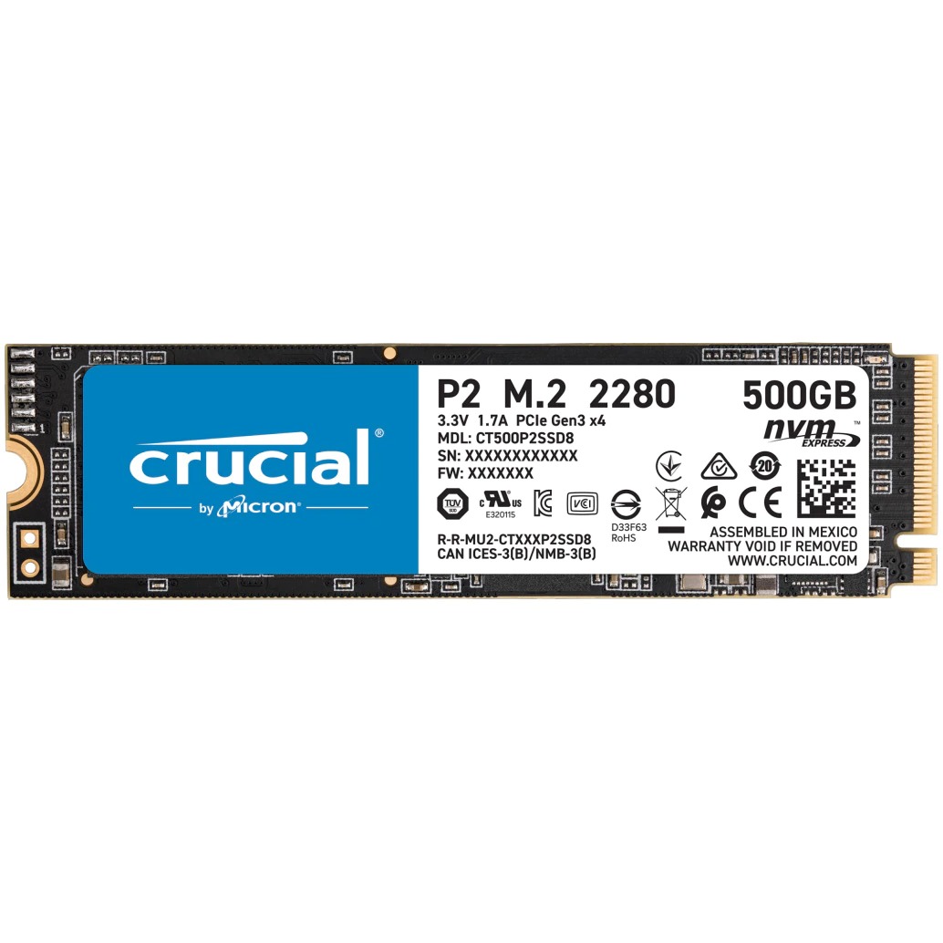 [正常100%] Crucial P2 500GB NVMe SSD Solid State Drive (SSD) Crucial P2, 500GB, NVMe, M.2. - Hedonia.ro