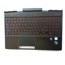 Carcasa superioara cu tastatura palmrest Laptop, HP, Omen 15-DC, 15T-DC, TPN-Q211, L24369-001, cu iluminare rosie
