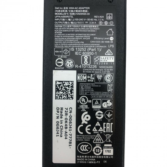 Incarcator laptop, Dell, Inspiron 15 7570, 15 7572, 15 7573 2-in-1, 15 7579 2-in-1, 15 7580, 15 7586 2-in-1, 19.5V, 3.34A, 65W, mufa 4.5mm Incarcator Laptop