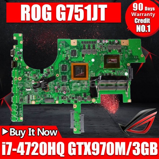Placa de baza Asus ROG G751 G751JY G751JT G751JS G751JM, i7-4710HQ SR1PX GTX 970 3GB Placa de baza laptop