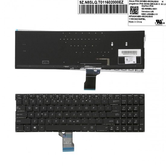 Tastatura Laptop, Asus, ZenBook Pro UX501, UX501J, UX501JW, UX501JW, UX52, UX52A, UX52V, UX52VS, cu iluminare, neagra, layout US Tastaturi noi