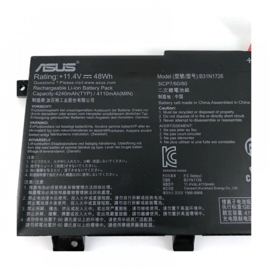 Baterie Laptop, Asus, TUF Gaming F15 FX506LH, FX506LI, FX506LU, 0B200-02910200, 3ICP7/60/80, B31N1726, 11.4V, 4240mAh, 48Wh Baterii Laptop