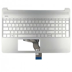 Carcasa superioara cu tastatura iluminata palmrest Laptop, HP, 15-DY, 15T-DY, 15S-EQ, 15-EF, 15S-FQ, 15Z-EF, TPN-Q222, M17185-001, M17185-271, argintie