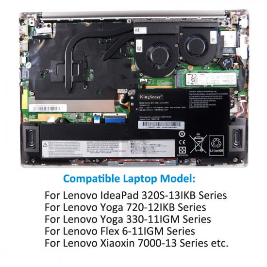 Baterie Laptop, Lenovo, IdeaPad 320s-13IKB, Yoga 330-11IGM, 720-12IKB,  Flex 6 11, Flex 6-11IGM0, Xiaoxin 7000-13 Type 81AK, L17C3P61, L17L3P61, L17M3P61, 5B10N87358, 5B10N87357, 5B10N87359, 11.58V, 3023mAh, 36Wh Baterii Laptop