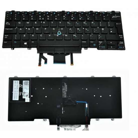 Tastatura Laptop, Dell, Latitude 14 E5450, E5470, E7450, E7470, E7480, 3340, 3350, 5480, 5490, 5491, 5495, 7480, 7490, 94F68, 094F68, dual point, cu iluminare, layout UK Tastaturi noi