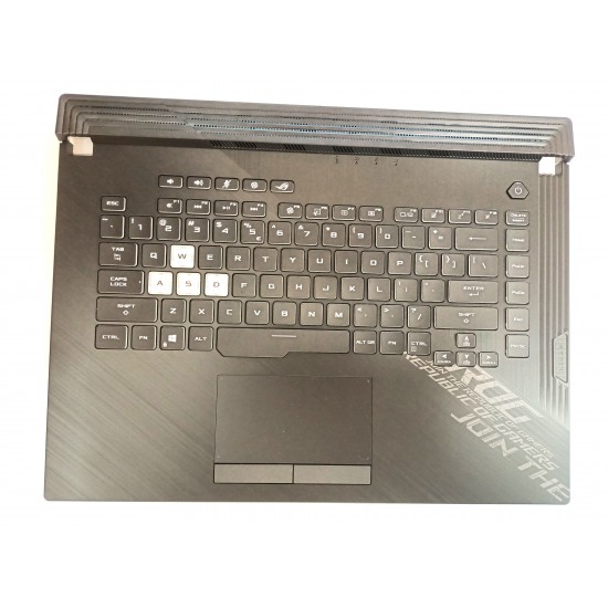 Carcasa superioara cu tastatura palmrest Laptop Gaming, Asus, ROG Strix G15 G512LU, G512LV, G512LW, G512LWS, 90NR0341-R34UI0, G512LWS-1C, conector iluminare RGB 16 pini, conector touchpad 8 pini, layout US