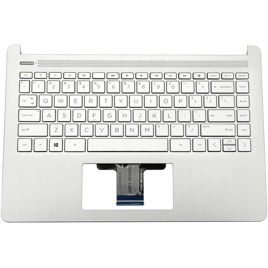 Carcasa superioara cu tastatura palmrest Laptop, HP, 14-DQ,  14S-DQ, 14S-FQ, L88206-001, 14-DQ, TPN-Q211, cu iluminare, argintie, layout US Carcasa Laptop