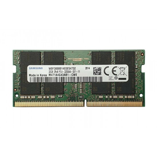 Memorie Laptop Samsung DDR4 300Mhz 32GB, M471A4G43AB1-CWE, 2Rx8 PC4-3200AA, CL22, NON-ECC, Unbuffered, 260-Pin SoDimm 1.2V Memorie RAM Noua