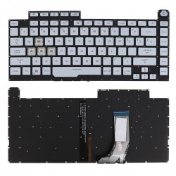 Tastatura Laptop Gaming, Asus, ROG Strix G G531GD, G531GD, G531GT, G531GT, G531GV, G531GV, G531GU, iluminata, conector RGB 8 pini, argintie, layout US