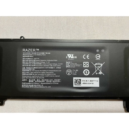 Baterie Laptop, Razer Blade 2016 14 inch RZ09, 3ICP4/56/102-2, CN-B-1-BETTY4-73K-06472, RZ09-0195, RZ09-0165, BETTY4, 11.4V, 6160mAh, 70Wh Baterii Laptop