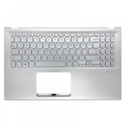 Carcasa superioara palmrest cu tastatura Laptop, Asus, VivoBook X512, X512FA, X512DA, X512DK, X512UA, X512UB, P1504UA, F512UA, S512UA, 90NB0KR2-R31UI0, argintie, iluminata, layout US, refurbished