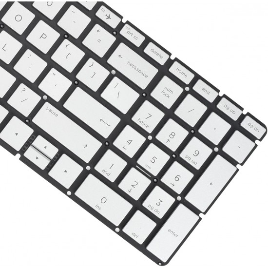 Tastatura Laptop, HP, 15-DW, 15T-DW, 15S-DU, 15S-DY, TPN-C139, iluminata, argintie, layout US Tastaturi noi