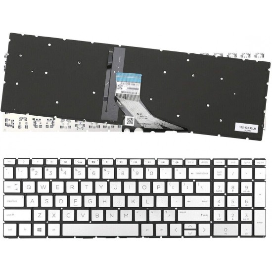 Tastatura Laptop, HP, Pavilion 15-DK, 15T-DK, TPN-C141, iluminata, argintie, layout US Tastaturi noi