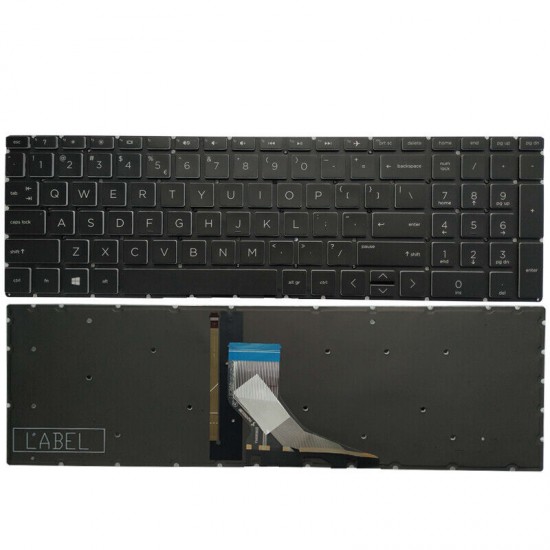 Tastatura Laptop, HP, 15-DW, 15T-DW, 15S-DU, 15S-DY, TPN-C139, iluminata, neagra, layout US Tastaturi noi