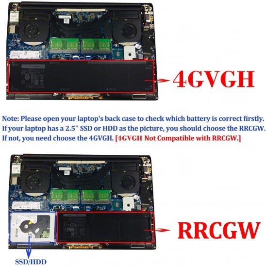 Baterie Laptop, Dell, M7R96, RRCGW, 5D91C, H5H20, CP6DF, V0GMT, TJDRR, NCC3D, RRCGW, 11.4V, 4865 mAh, 56Wh Baterii Laptop