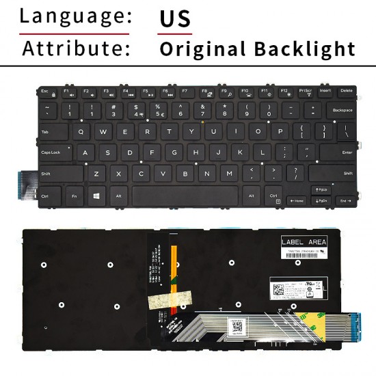 Tastatura Laptop, Dell, Latitude 3400, P111G, iluminata, layout US Tastaturi noi