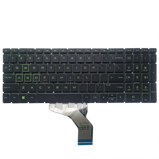 Tastatura Laptop, HP, Pavilion 15-DK, 15T-DK, TPN-C141, iluminata, verde, layout US Tastaturi noi