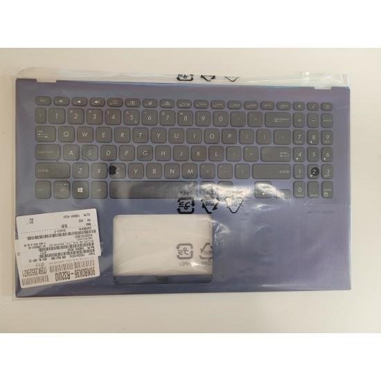 Carcasa superioara palmrest cu tastatura Laptop, Asus, VivoBook X512, X512FA, X512DA, X512DK, X512UA, X512UB, P1504UA, F512UA, S512UA, 90NB0K96-R32UI0, albastra, iluminata, layout US