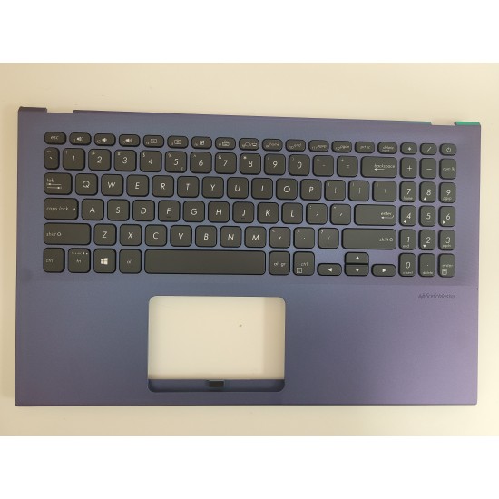 Carcasa superioara palmrest cu tastatura Laptop, Asus, VivoBook X512, X512FA, X512DA, X512DK, X512UA, X512UB, P1504UA, F512UA, S512UA, 90NB0K96-R32UI0, albastra, iluminata, layout US