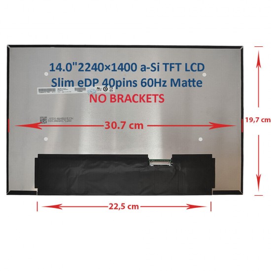 Display Laptop, Lenovo, 5D11F49888, 5D11J31557, B140QAN05.0, B140QAN05.0 2A, B140QAN03.H, M140NWHE R1, NV140DRM-N62, 5D11B43177, 5D11B43181, 5D11B43178, NV140DRM, B140QAN05.0, 14 inch, QHD 2240X1400, IPS, nanoedge, 315mm wide, 40 pini Display Laptop