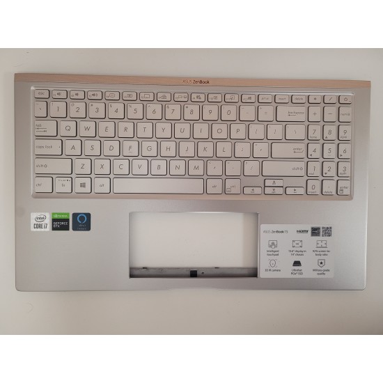 Carcasa superioara cu tastatura palmrest Laptop, Asus, ZenBook 15 UX534, UX534FT, UX534FA, UX534FAC, 90NB0NM5-R30590, iluminata, layout us Carcasa Laptop