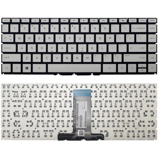 Tastatura Laptop, HP, 240 G6, 245 G6, 246 G6, TPN-W125, TPN-Q186, TPN-Q189, TPN-C131, argintie, layout US Tastaturi noi