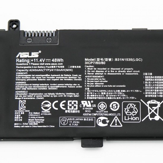 Baterie Laptop, Asus, ZenBook UX410UA, UX410UF, UX410UQ, 0B200-02020000, 3ICP7/60/80, B31N1535, 11.4V, 4240mAh, 48Wh