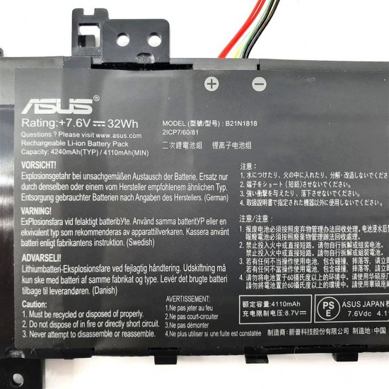 Baterie Laptop, Asus, VivoBook 15 F512FA, F512FB, F512UA, F512DA, F512JA, 0B200-03190400, 2CIP7/60/80, 0B200-03190800, 2ICP7/54/83, C21N1818-1, 7.6V, 4240mAh, 32Wh Baterii Laptop