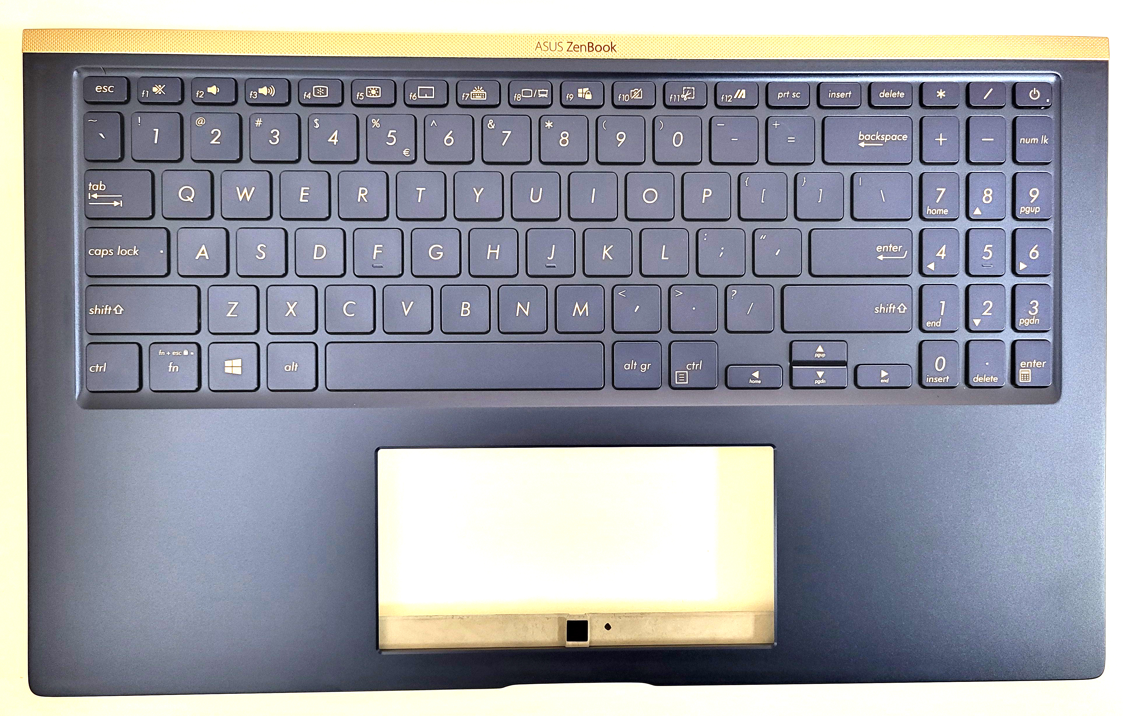Carcasa superioara cu tastatura palmrest Laptop, Asus, ZenBook 15 UX533FAC, 90NB0NK1-R30UK0, 13NB0NM1P01011-1, 13NB0NM5AM0211, 13N1-9DA0611, UX534FT-2B, 13NB0NMXM05X1X, iluminata, albastra, layout US/UK