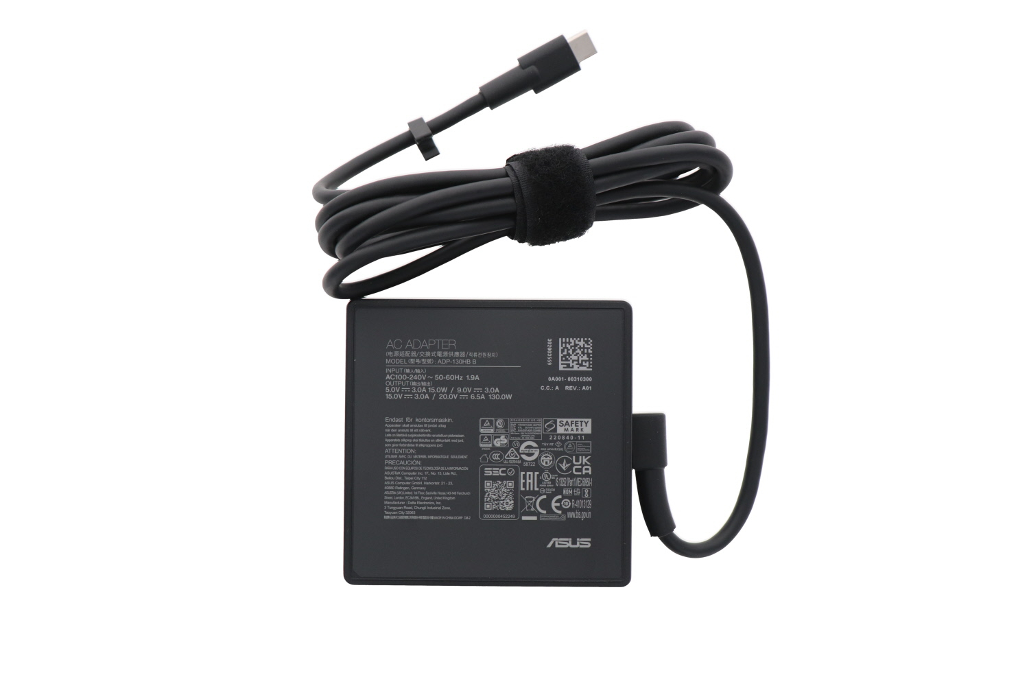 Incarcator Laptop Gaming, Asus, ROG Flow X13 GV302XI, GV302XU, GV302XV, GZ301VF, GZ301VU, GZ301VV, 0A001-00310300, 0A001-00310400, ADP-130HB B, 20V, 6.5A, 130W, mufa USB-C