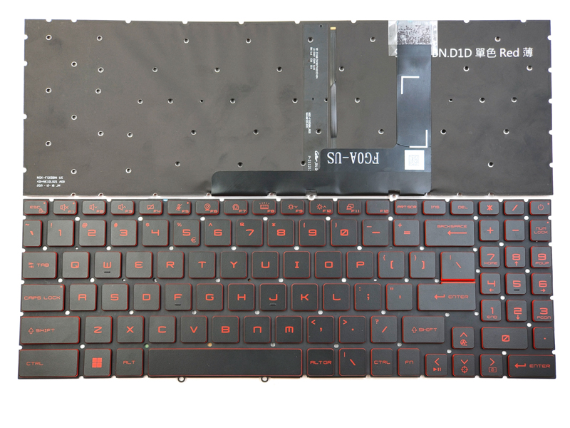 Tastatura Laptop Gaming, MSI, Katana GL66, GF66, MS-1581, MS-1582, MS-1583, MS-1584, 1SC, 11UC, 11UD, 12UD, 11UCK, 11UDK, iluminata, rosie, layout US
