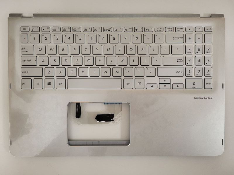 Carcasa superioara cu tastatura palmrest Laptop, Asus 2in1, ZenBook Flip UX561UA, UX561UAR, UX561UN, 90NB0G42-R30300, 13NB0G42AP0241, iluminata, argintie, layout US