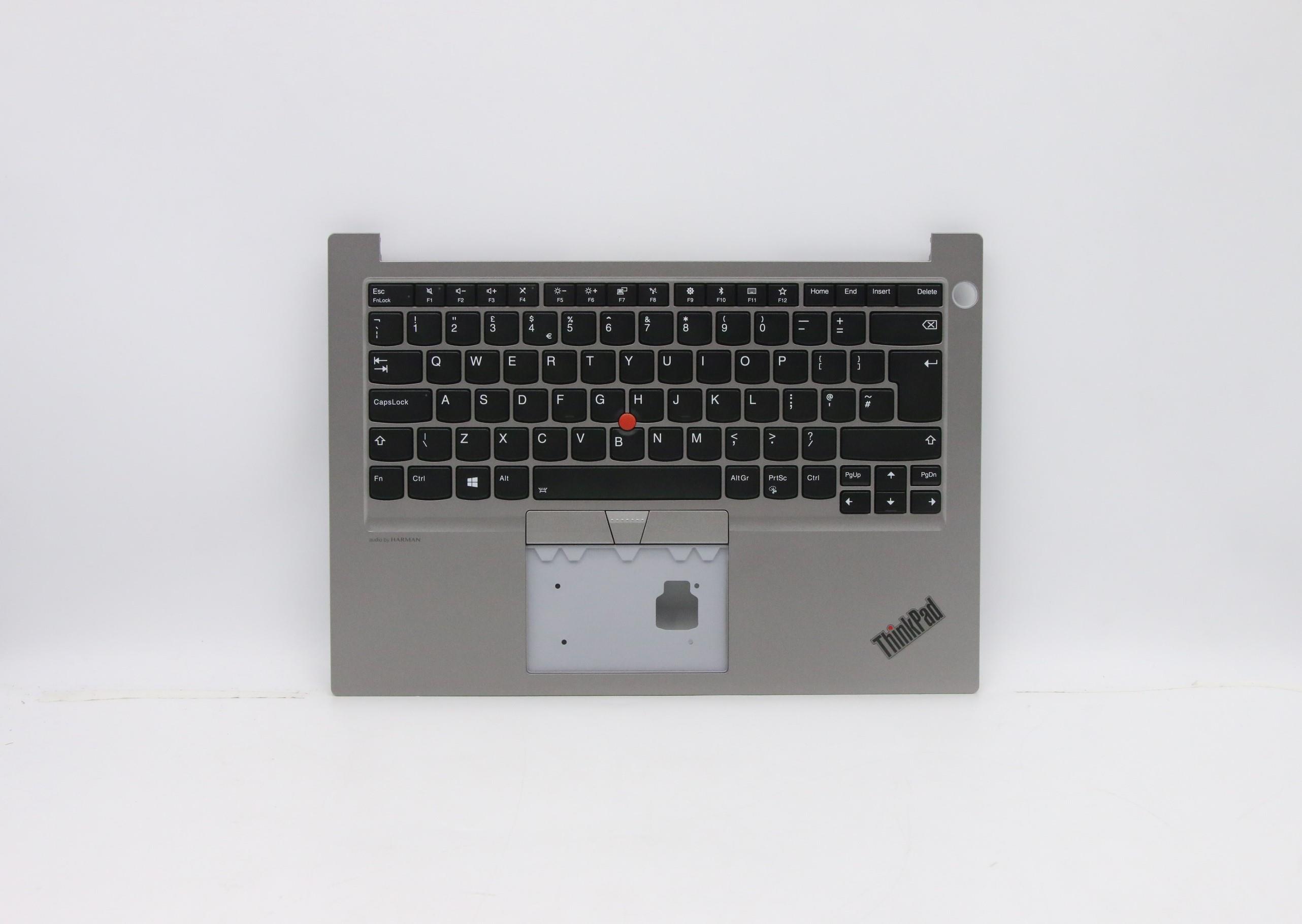 Carcasa superioara cu tastatura palmrest Laptop, Lenovo, Thinkpad E14 Type 20RA, 20RB, 5M10W64432, AP103000410, AP103000410SLH1, iluminata, argintie, layout UK