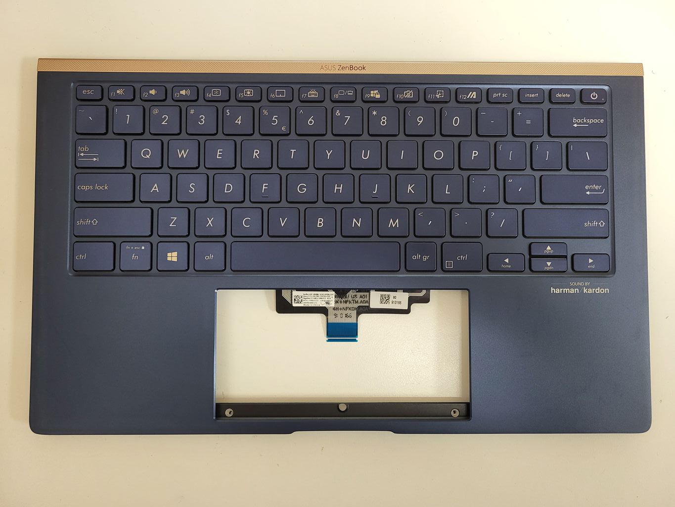 Carcasa superioara cu tastatura palmrest Laptop, Asus, ZenBook 14 UX434F, UX434FAC, UX434FAW, UX434I, UX434IQ, 90NB0RM1-R32US0, 13N1-94A0B11, UX434FQ-3B, iluminata, royal blue, layout US