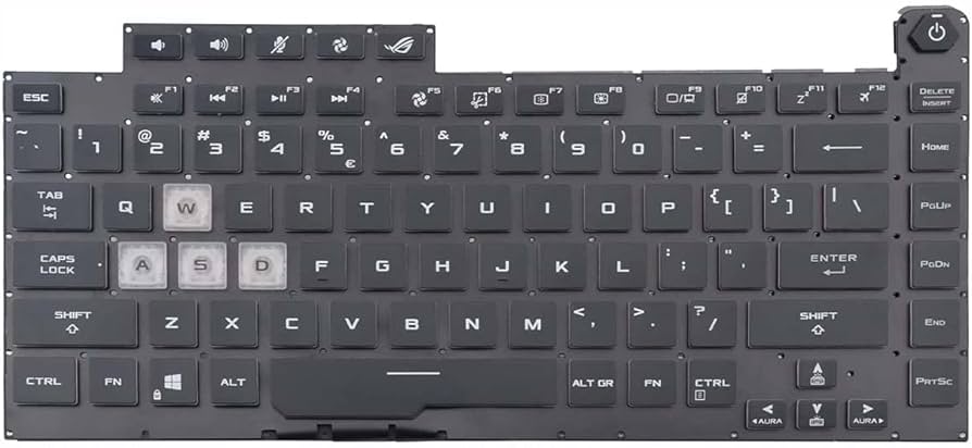 Tastatura Laptop Gaming, Asus, ROG Strix G15 G512LI, G512LI, G512LU, G512LU, G512LV, G512LV, G512LW, G512LW, G512LWS, G512LWS, iluminata, conector RGB 8 pini, layout US