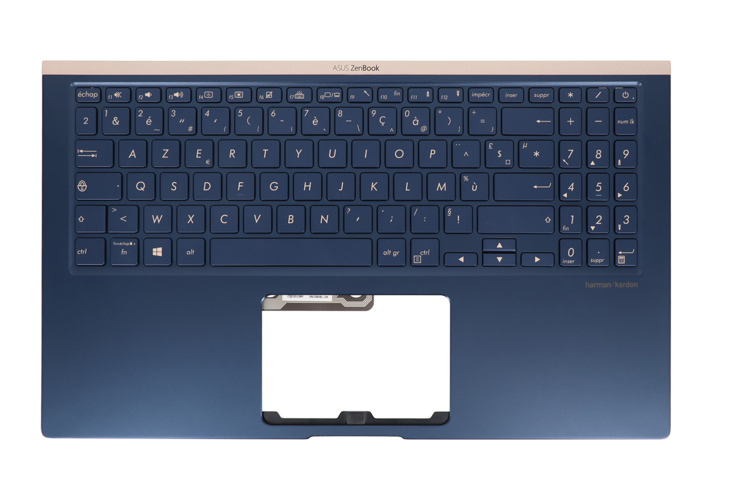 Carcasa superioara cu tastatura palmrest Laptop, Asus, ZenBook 15 UX533, UX533F, UX533FA, UX533FD, UX533FTC, UX533FN, 90NB0JX1-R31UI0, iluminata, albastra layout US