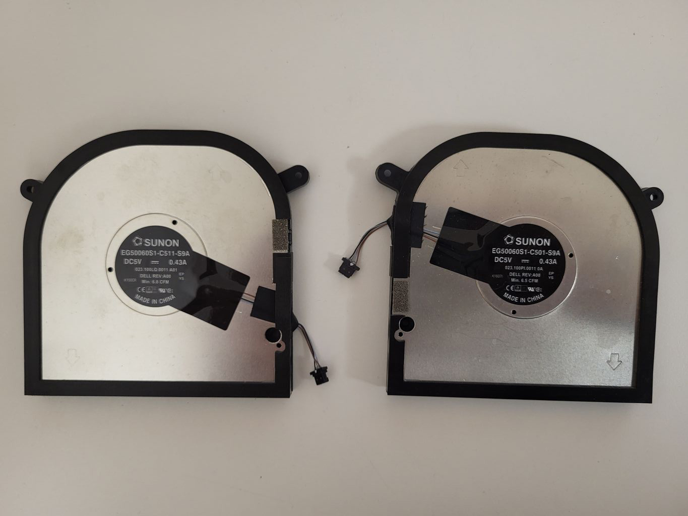 Set coolere Laptop, Dell, XPS 9700, 9710, 9720, EG50060S1-C501-S9A, MIN6.5 CFM, EG50060S1-C511-S9A, MIN6.8 CFM, 023.100LQ.0011, 023.100PI.0011, 0MXF81, MXF81, petru placa video dedicata, 5V, 0.43A