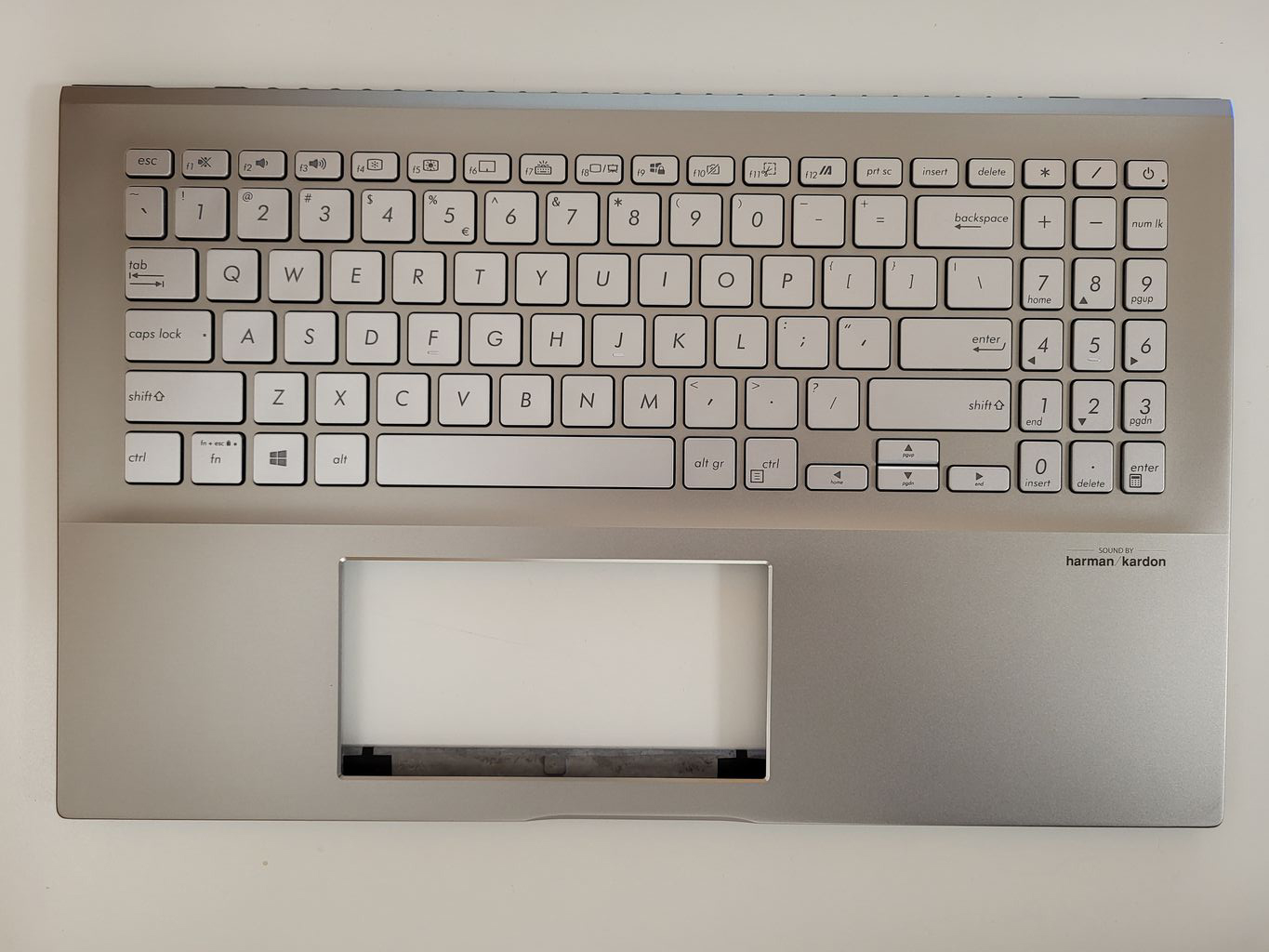 Carcasa superioara cu tastatura palmrest Laptop, Asus, VivoBook S15 S532F, S532FA, S532EQ, 13NB0MIP01011-1, X532EQ-2E, 90NB0T51-R30UI0, iluminata, argintie, layout US