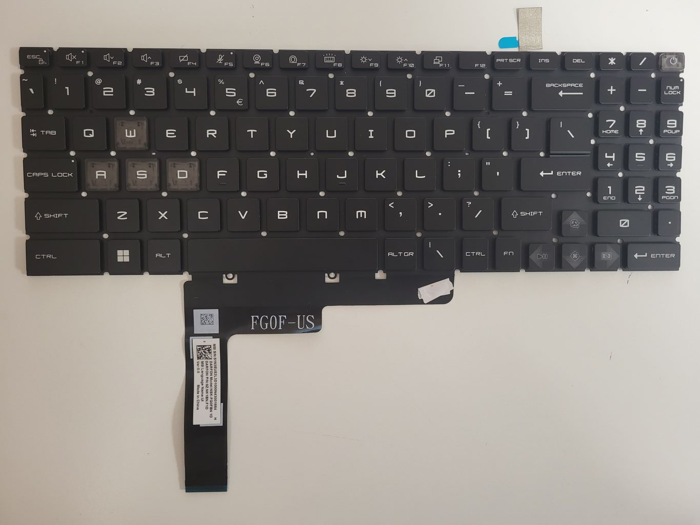 Tastatura Laptop Gaming, MSI, Katana 17 B13V, B13VFK, B13VFK 064, B13VFK-096XRO, MS-17L5, conector iluminare RGB 40 pini, layout US