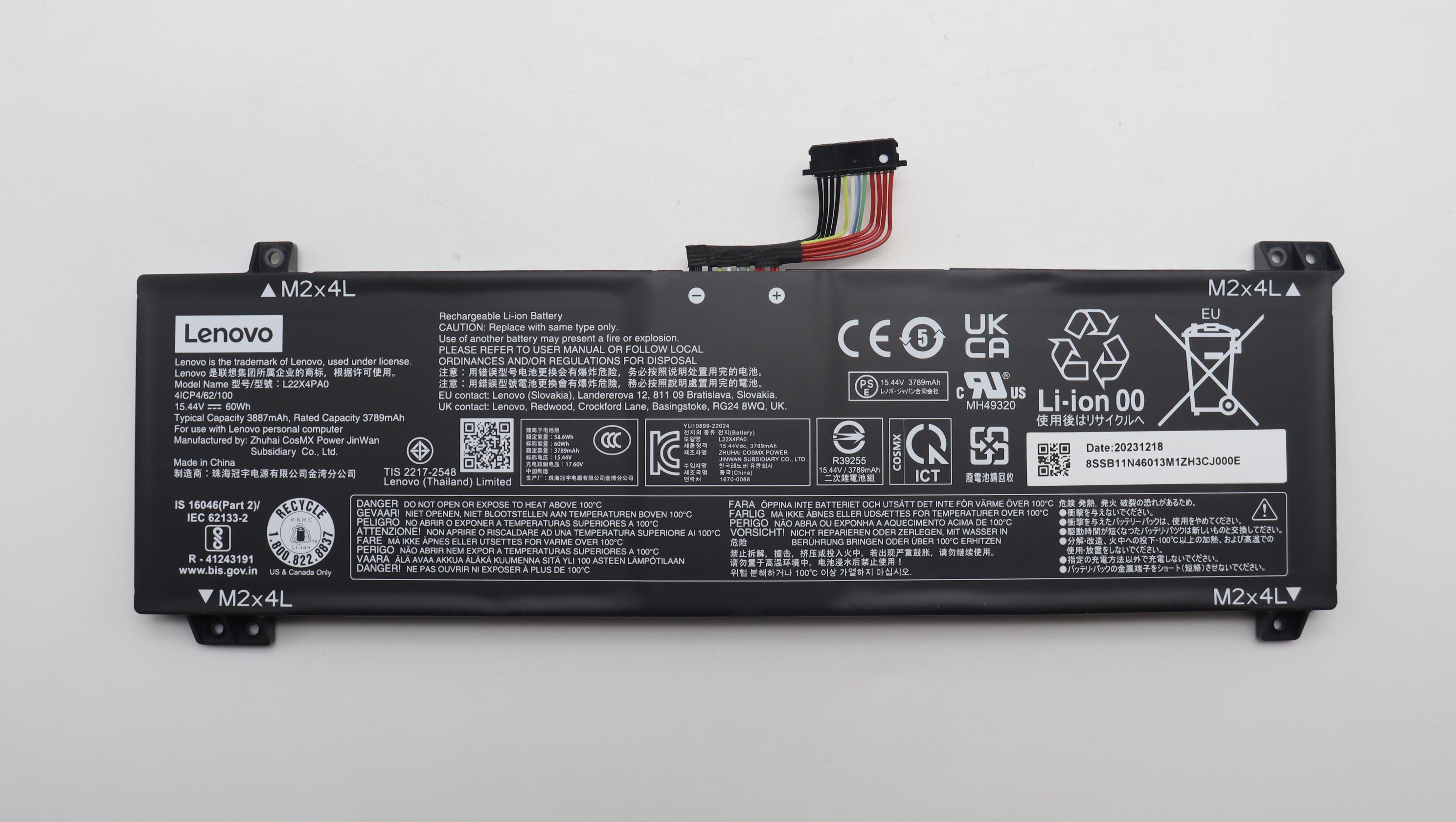 Baterie Laptop, Lenovo, LOQ 16IRH8 Type 82XW, 5B11N46039, 4ICP4/62/100, L22X4PA0, 15.44V, 3789,mAh, 60Wh