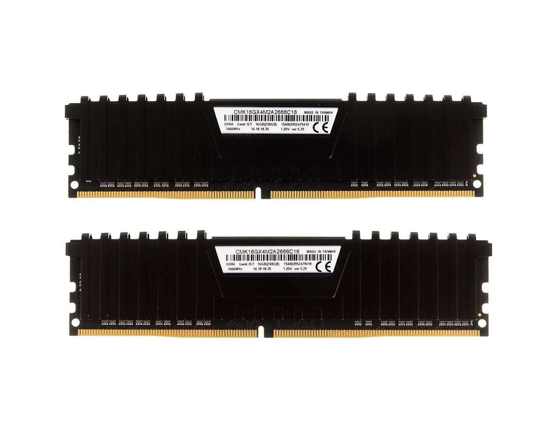 Memorie Desktop PC Corsair Vengeance LPX 16GB (2x8GB) DIMM, DDR4, 2666MHz, CL16, 1.2V, XMP 2.0, Black