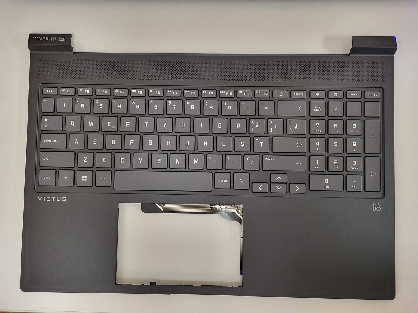 Carcasa superioara cu tastatura palmrest Laptop Gaming, HP, Victus 16-S, 16-R, TPN-C169, TPN-C170, M42472-001, M42472-271, N49752-271, N42475-271, AM7ID000300, AP7ID000870, iluminata, gri, layout US