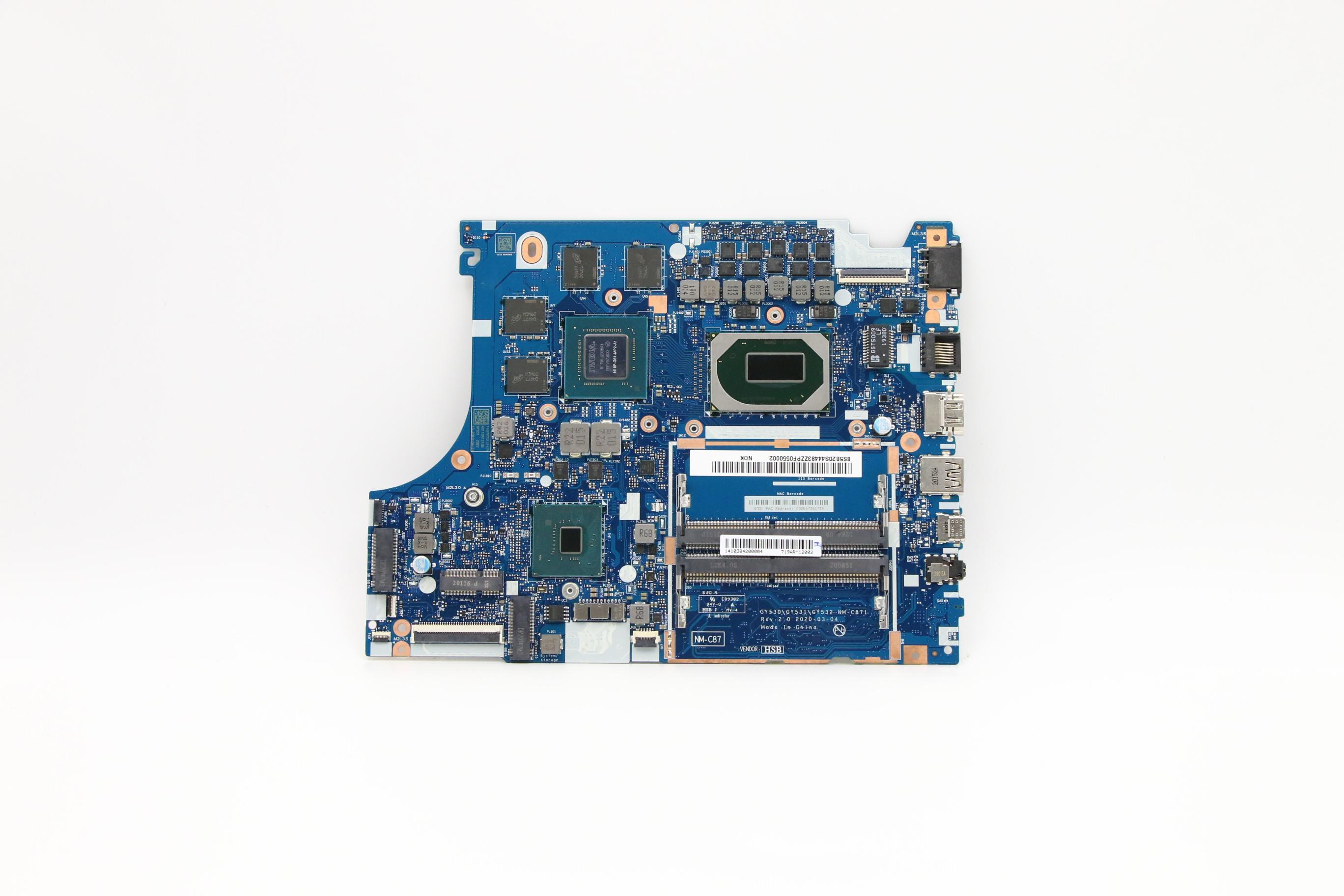 Placa de baza Laptop, Lenovo, IdeaPad Creator 5-15IMH05 Type 82D4, 5B20S44483, SRH84, i5-10300H, N18P-G61-MP2-A1, Nvidia GTX 1650, GY530, GY531, GY532, NM-C871