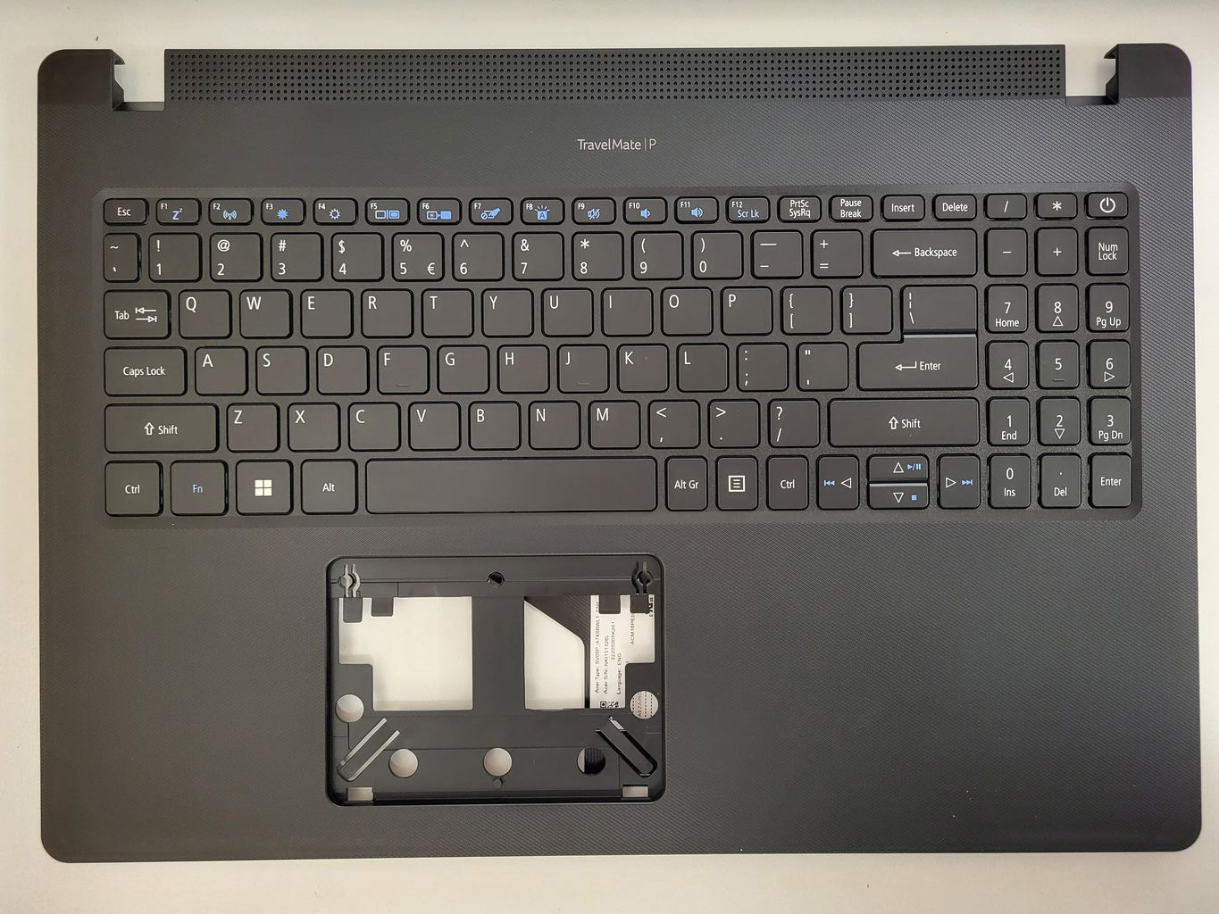 Carcasa superioara cu tastatura palmrest Laptop, Acer, TravelMate 6B.VNZN7.062, 1KAJZZR068F, EAZAI014020, iluminata, neagra, layout US