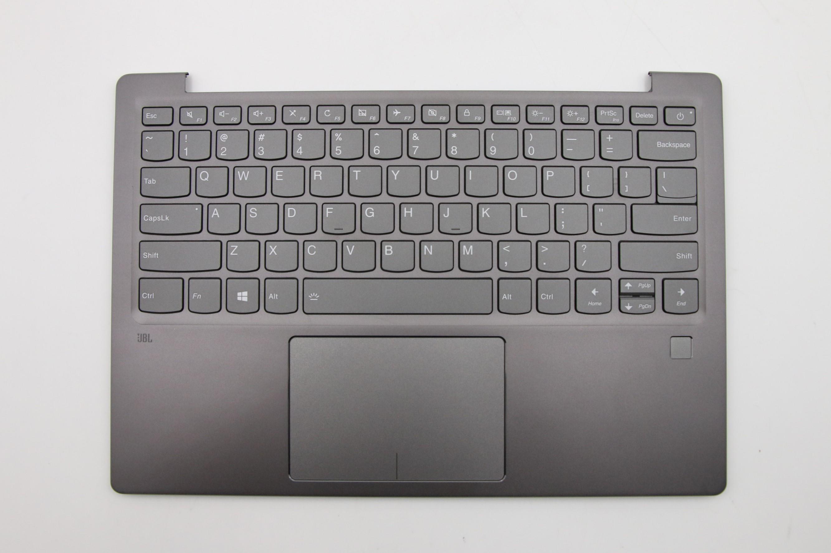 Carcasa superioara cu tastatura palmrest Laptop, Lenovo, IdeaPad 720S-13IKB Type 81A8, 81BV, 5CB0P19030, AM149000730, iluminata, gri, layout US