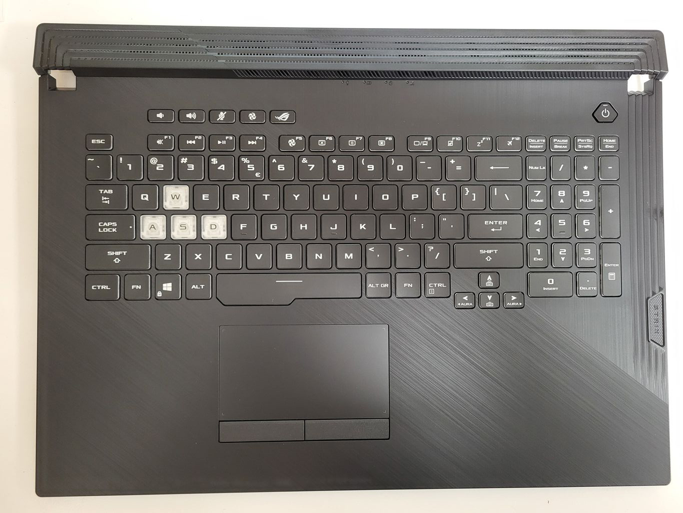Carcasa superioara cu tastatura palmrest Laptop Gaming, Asus, ROG Strix G G731GT, G731GU-1C, 90NR01T3-R37UI1, 13N1-9BA0911, 13NR01Q3AP0311, iluminata RGB, layout US