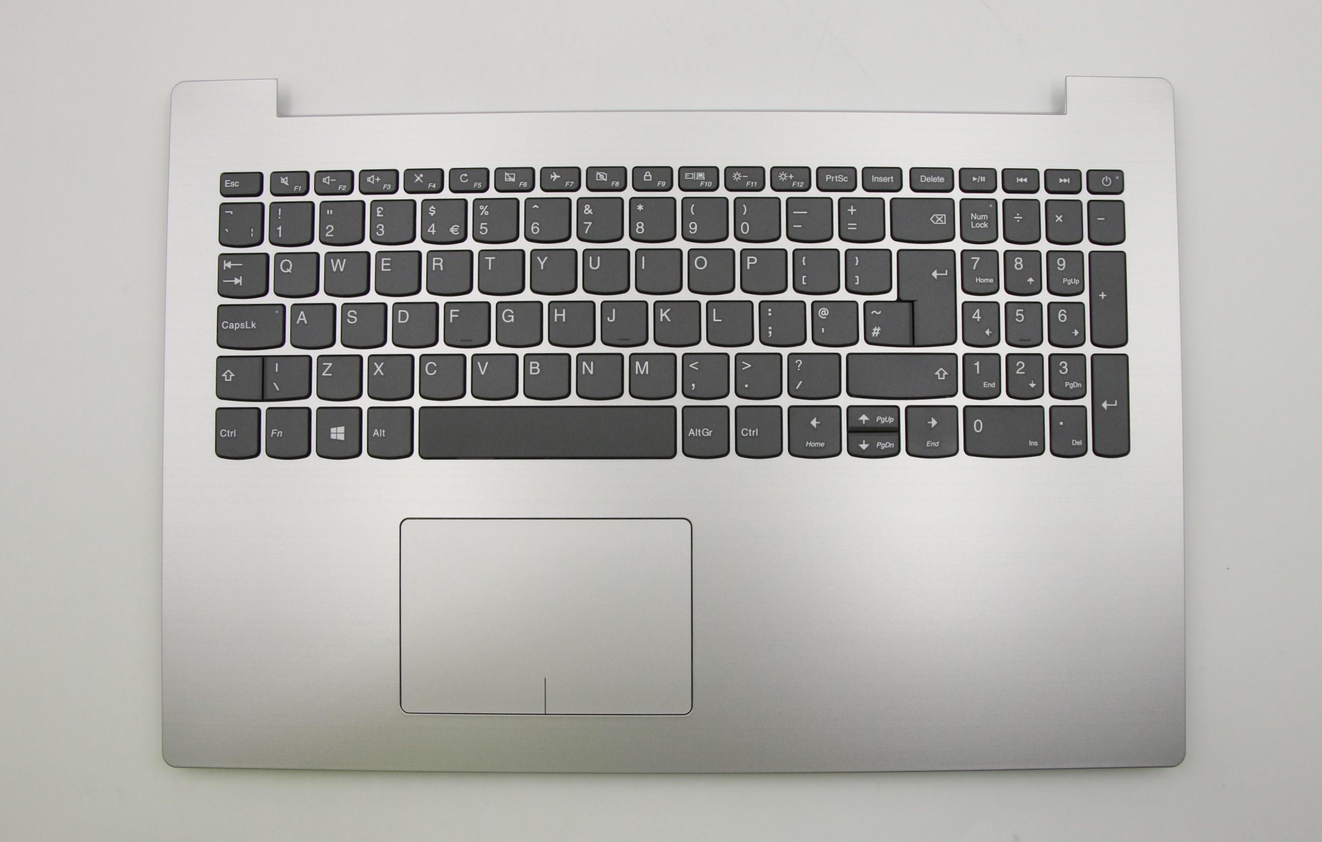 Carcasa superioara cu tastatura palmrest Laptop, Lenovo, IdeaPad 330-15IKBR Type 81M1, 5CB0N86475, AM13R000600, AP13R000310, Platinum Grey, layout UK