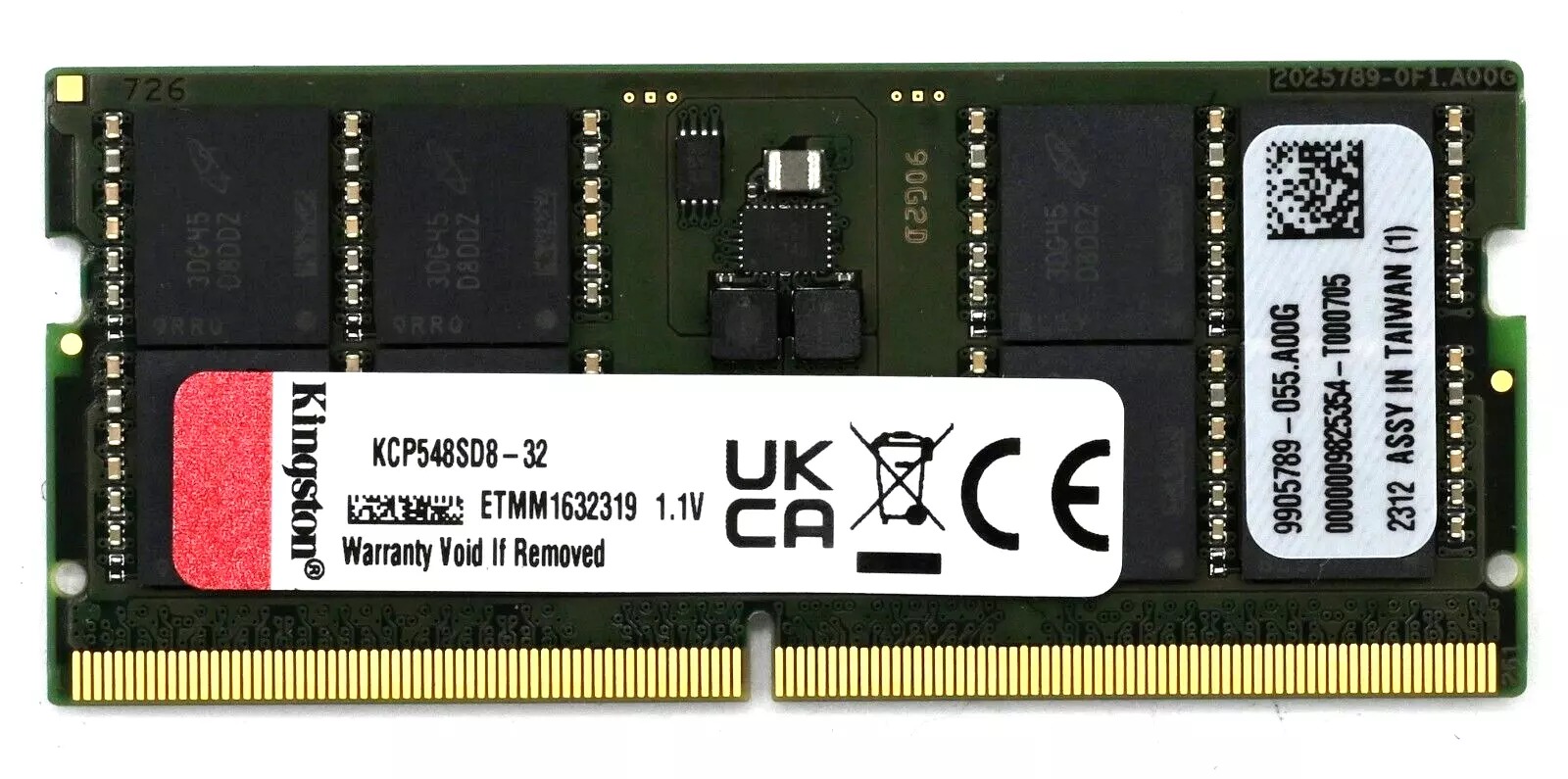 Memorie Laptop Kingston, 32GB DDR5, 4800Mhz, CL40, PC5-38400, Non-ECC, 1.1V, KCP548SD8-32