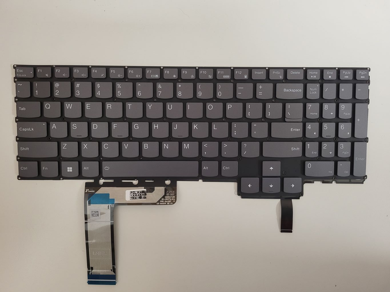 Tastatura Laptop Gaming, Lenovo, IdeaPad 3 16IAH7 Type 82SA, iluminata RGB 20 pini, gri, layout US