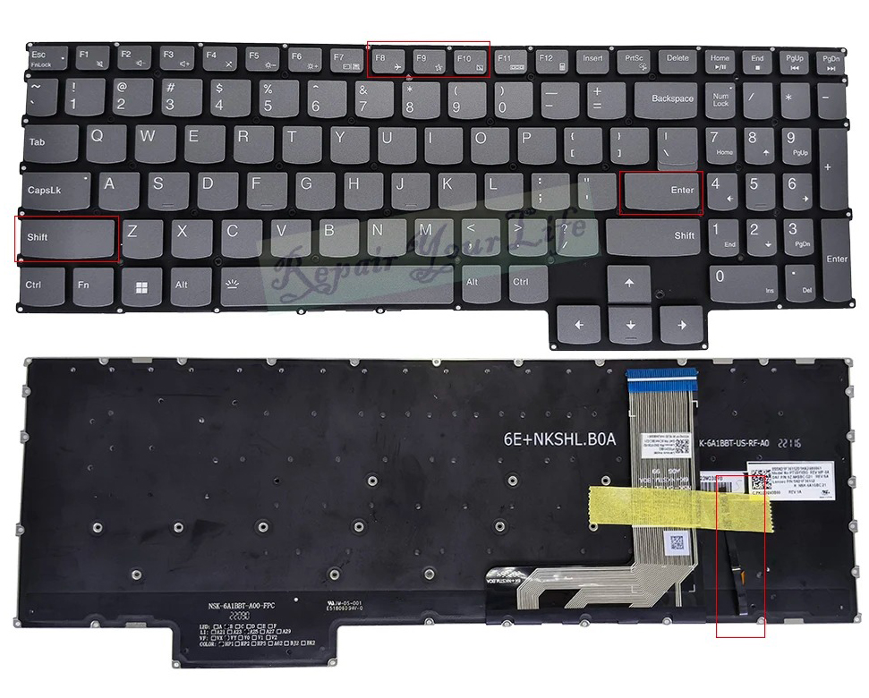 Tastatura Laptop Gaming, Lenovo, IdeaPad 3 16IAH7 Type 82SA, iluminata, 4 pini, gri, layout US